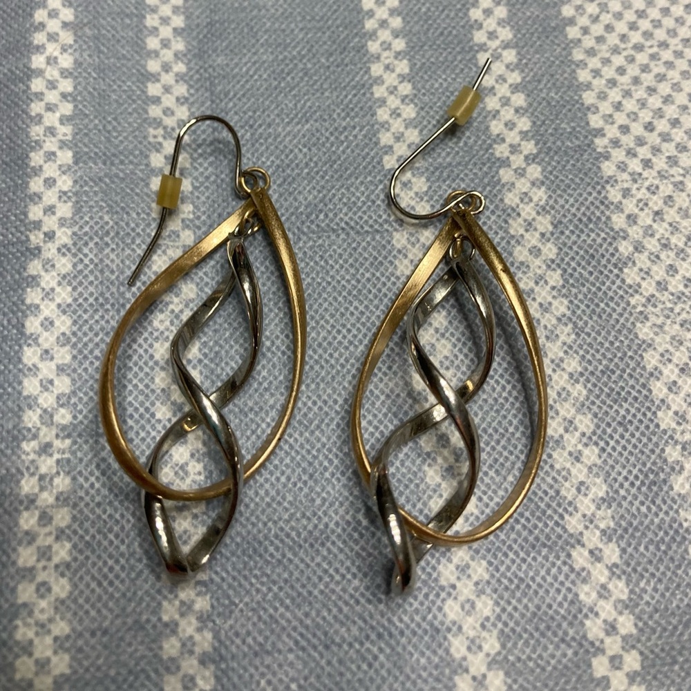 💛TODAY***$12***Vintage designer silver and gold drop earrings matte finish.